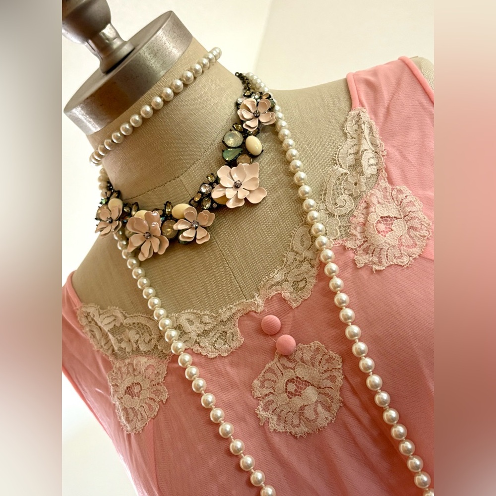 EUC M Pink Lace Vintage Nightgown Set RARE HTF - Picture 8 of 13